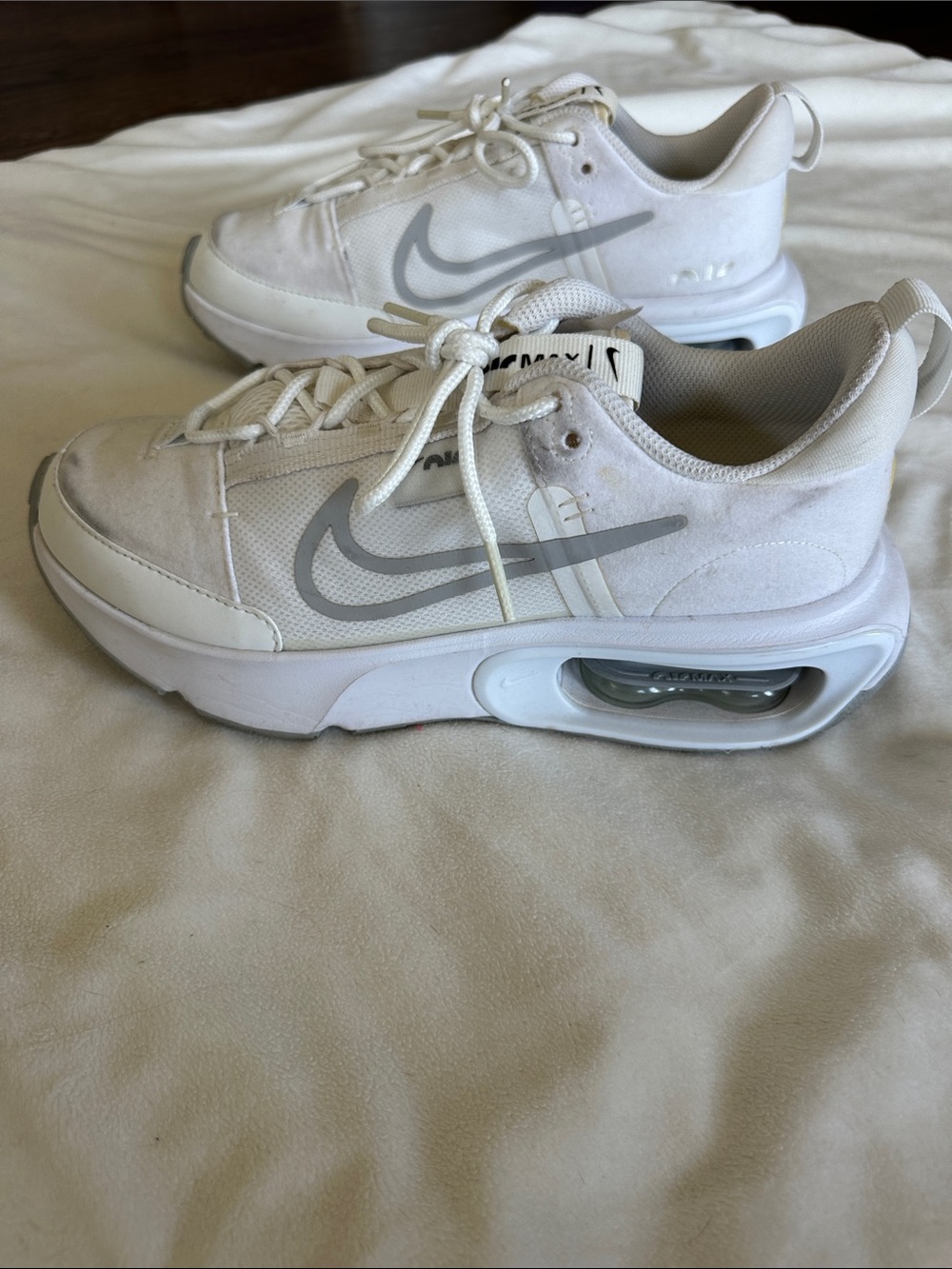 Nike Women’s White and Light Gray Air Max-Style Athletic Sneakers